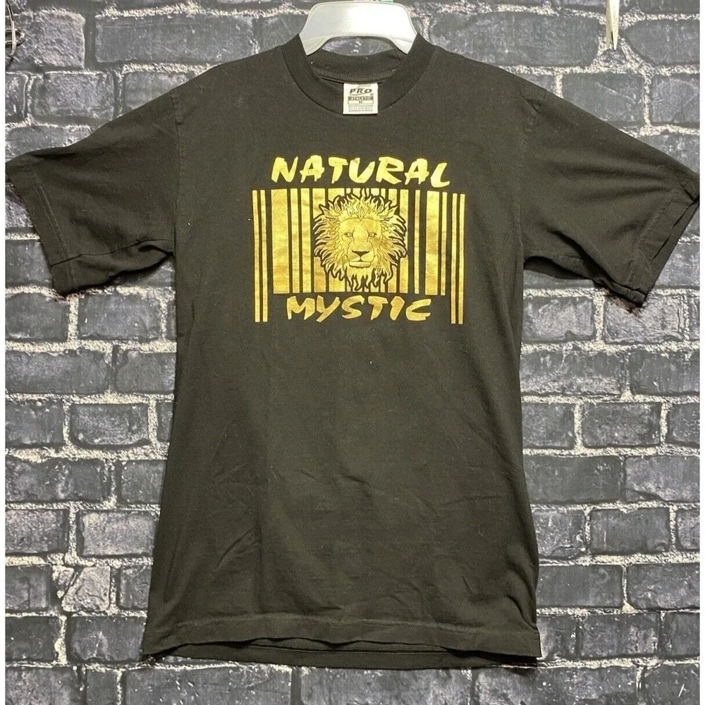 Vintage Natural Mystic Rasta Lion barcode graphic tshirt mens Medium Pro 5 black